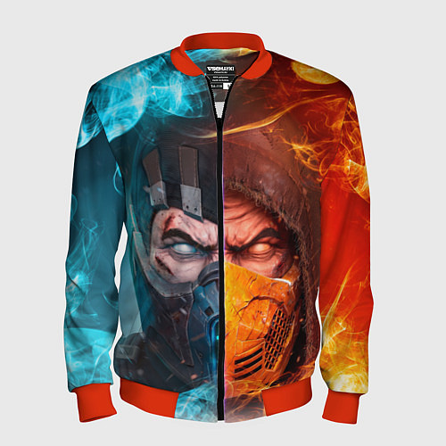 Мужской бомбер Mortal Kombat - Саб-зиро и Скорпион / 3D-Красный – фото 1