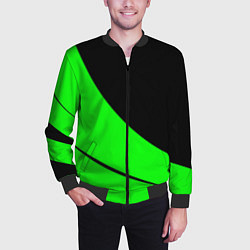 Бомбер мужской Чёрный с зелёным двуцветный, цвет: 3D-черный — фото 2