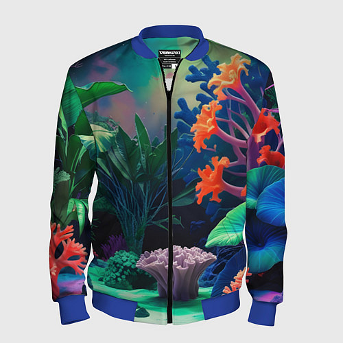 Мужской бомбер Морское дно с кораллами / 3D-Синий – фото 1