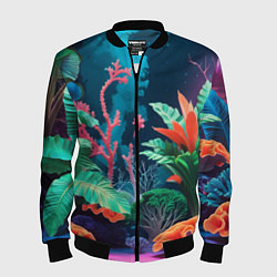 Бомбер мужской Морские растения, цвет: 3D-черный