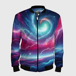 Бомбер мужской Spiral neon galaxy - ai art fantasy, цвет: 3D-черный