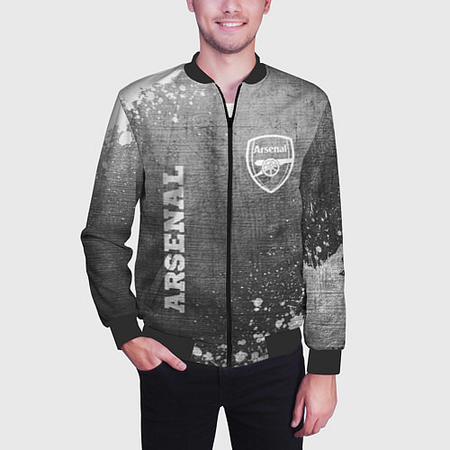 Мужской бомбер Arsenal - grey gradient вертикально / 3D-Черный – фото 3