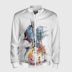 Бомбер мужской Скрипка, цвет: 3D-белый