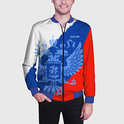 Бомбер мужской Россия герб и триколор, цвет: 3D-синий — фото 2
