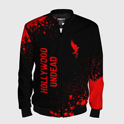 Бомбер мужской Hollywood Undead - red gradient вертикально, цвет: 3D-черный