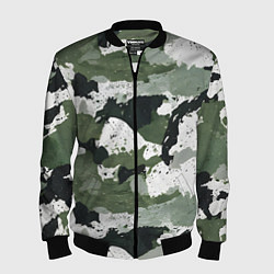 Бомбер мужской Зеленый фактурный камуфляж, цвет: 3D-черный