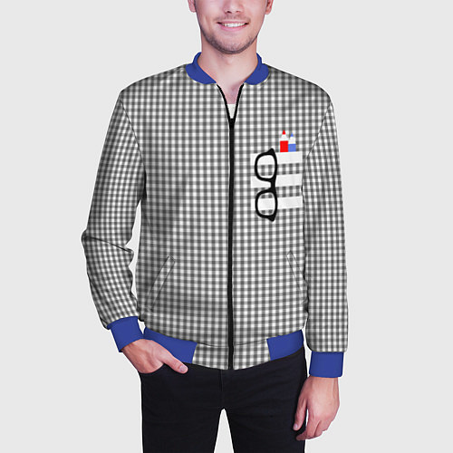 Мужской бомбер Черные очки висят на кармане / 3D-Синий – фото 3