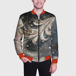 Бомбер мужской Бежевый объемный узор, цвет: 3D-красный — фото 2