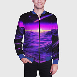 Бомбер мужской Космический пейзаж и комета, цвет: 3D-синий — фото 2