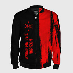 Бомбер мужской Bring Me the Horizon - red gradient по-вертикали, цвет: 3D-черный