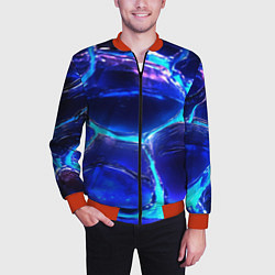Бомбер мужской Объемные плиты в неоновом свечение, цвет: 3D-красный — фото 2