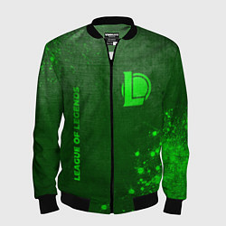 Бомбер мужской League of Legends - green gradient вертикально, цвет: 3D-черный