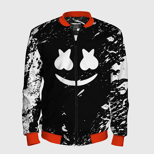 Мужской бомбер Marshmello брызги красок / 3D-Красный – фото 1