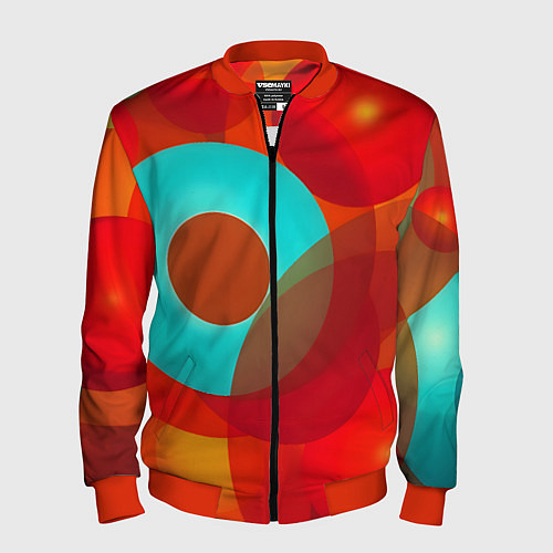Мужской бомбер Оптическая абстракция с кругами / 3D-Красный – фото 1