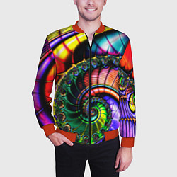 Бомбер мужской Фрактальный узор неоновый, цвет: 3D-красный — фото 2
