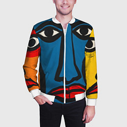 Бомбер мужской Арт с лицами, цвет: 3D-белый — фото 2