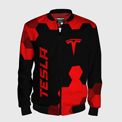 Бомбер мужской Tesla - red gradient вертикально, цвет: 3D-черный