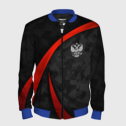 Бомбер мужской Герб России - черный камуфляж, цвет: 3D-синий