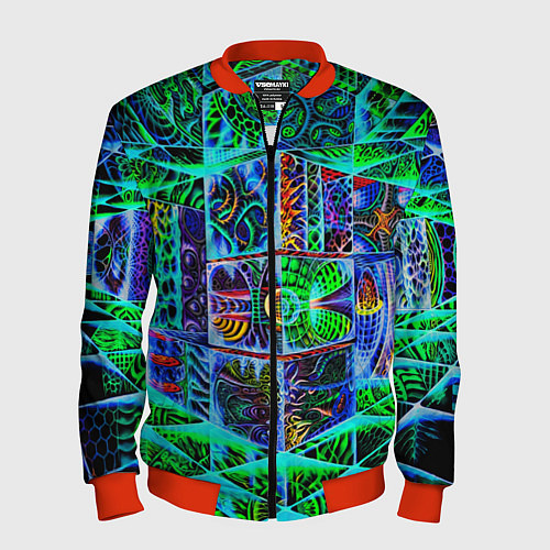 Мужской бомбер Психоделика узор кислотный / 3D-Красный – фото 1