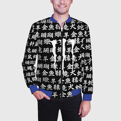Мужской бомбер Monster energy japan pattern / 3D-Синий – фото 3
