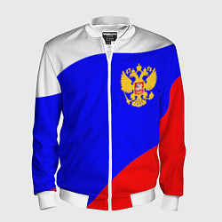 Бомбер мужской Россия волна и герб, цвет: 3D-белый