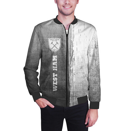 Мужской бомбер West Ham - grey gradient по-вертикали / 3D-Черный – фото 3