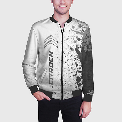 Мужской бомбер Citroen - white gradient по-вертикали / 3D-Черный – фото 3