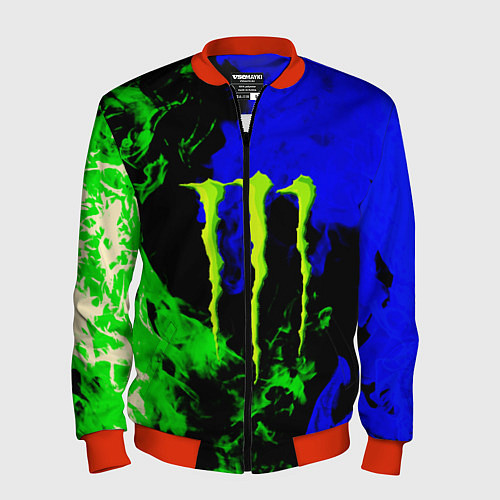 Мужской бомбер Monster energy кислотный огонь / 3D-Красный – фото 1
