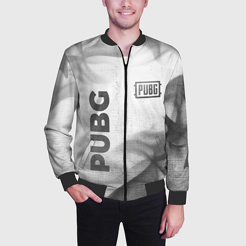 Мужской бомбер PUBG - white gradient вертикально / 3D-Черный – фото 3