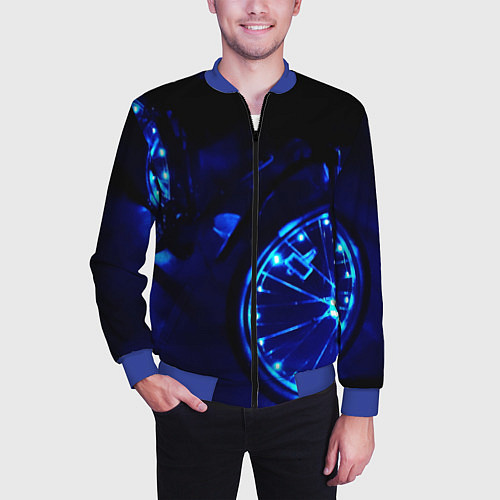 Мужской бомбер Синяя подсветка колёс / 3D-Синий – фото 3