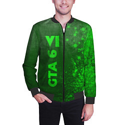 Бомбер мужской GTA 6 - green gradient по-вертикали, цвет: 3D-черный — фото 2