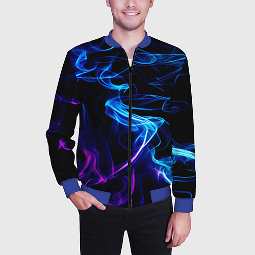 Мужской бомбер Color blue pink / 3D-Синий – фото 3