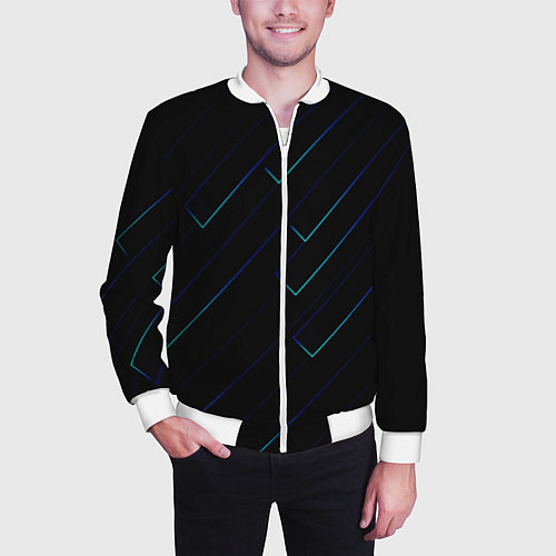 Мужской бомбер Color blue black / 3D-Белый – фото 3