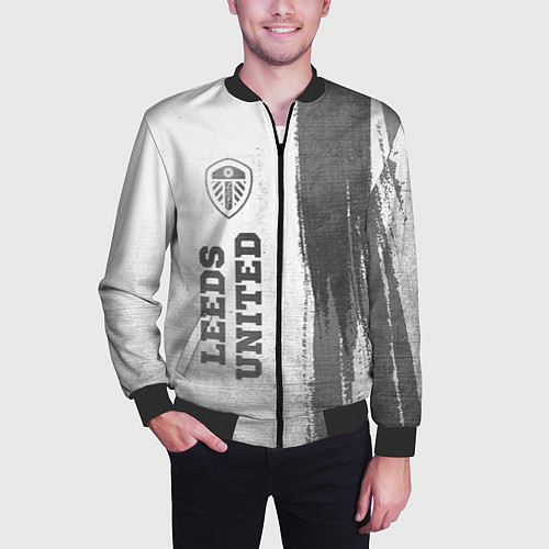 Мужской бомбер Leeds United - white gradient по-вертикали / 3D-Черный – фото 3