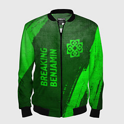 Бомбер мужской Breaking Benjamin - green gradient вертикально, цвет: 3D-черный