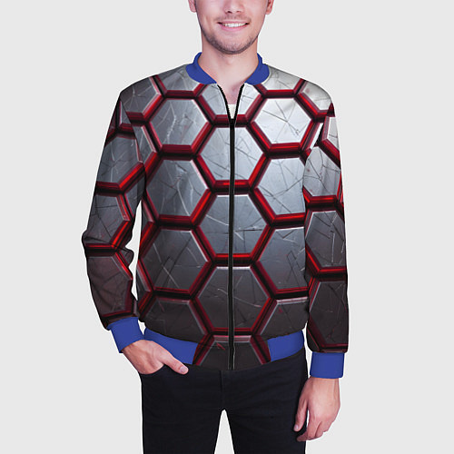 Мужской бомбер Металлический бронежилет / 3D-Синий – фото 3