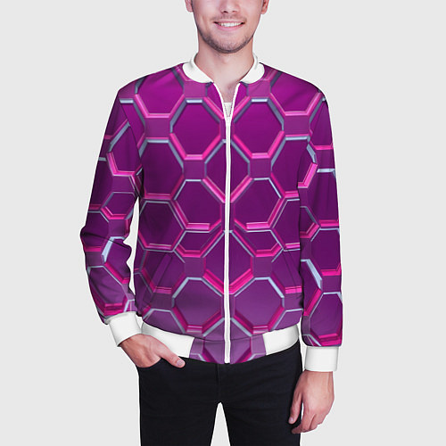 Мужской бомбер Розовый бронежилет / 3D-Белый – фото 3