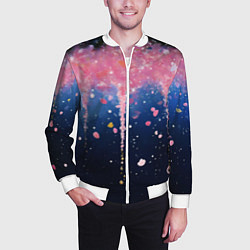 Бомбер мужской Розово-синяя текстура, цвет: 3D-белый — фото 2