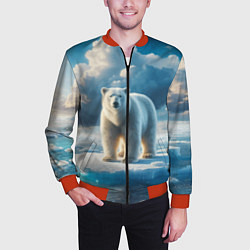 Бомбер мужской Полярный медведь на льдине, цвет: 3D-красный — фото 2
