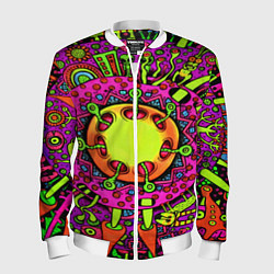 Бомбер мужской Кислотные грибы оптические, цвет: 3D-белый