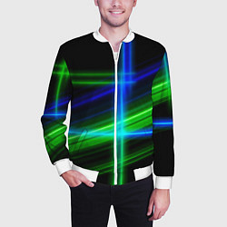 Бомбер мужской Color blue black green, цвет: 3D-белый — фото 2
