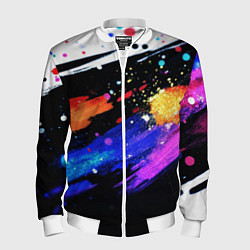 Бомбер мужской Разноцветные блестящие кляксы - текстура, цвет: 3D-белый
