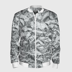 Бомбер мужской Серебряная фольга - мятая текстура, цвет: 3D-белый