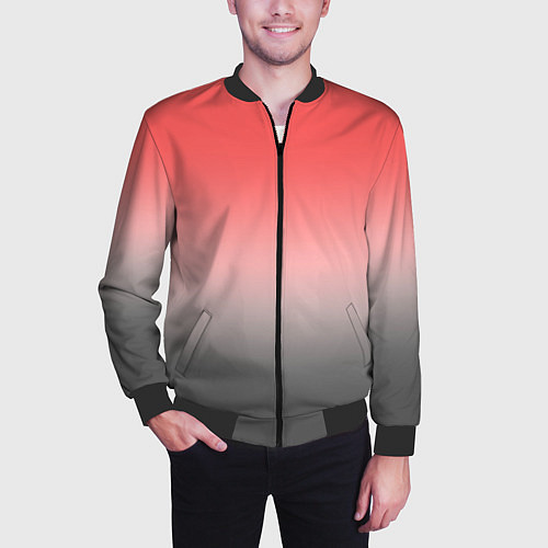 Мужской бомбер Бледный красно-серый градиент / 3D-Черный – фото 3