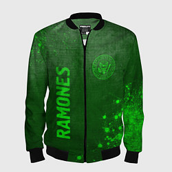 Бомбер мужской Ramones - green gradient вертикально, цвет: 3D-черный