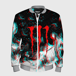 Бомбер мужской Monster energy огонь глитч, цвет: 3D-меланж