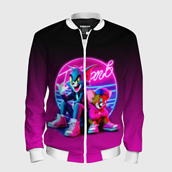Бомбер мужской Tom and Jerry - neon glow fantasy, цвет: 3D-белый