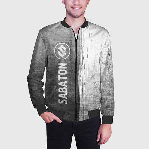 Мужской бомбер Sabaton - grey gradient по-вертикали / 3D-Черный – фото 3