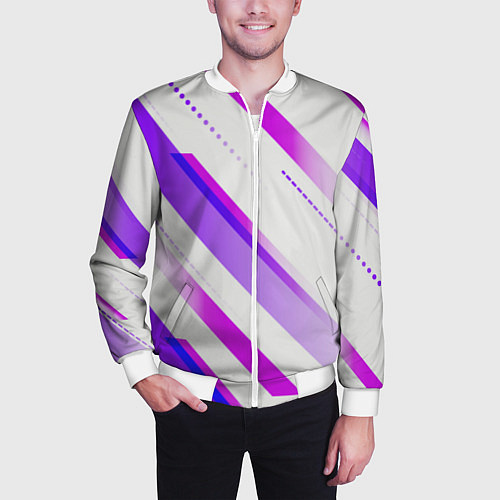 Мужской бомбер Color white pink / 3D-Белый – фото 3