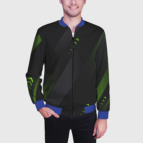 Мужской бомбер Color black green / 3D-Синий – фото 3